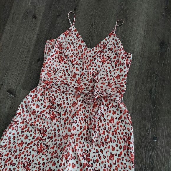 NEW Banana Republic Jumpsuit Romper Animal Leopard Print Wide Leg Cropped Sz 12 - Picture 3 of 8